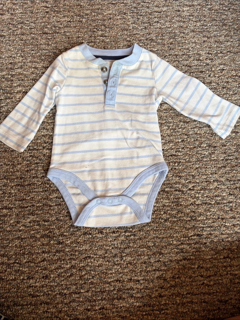 Cat & Jack Long-Sleeve Striped Bodysuit in Light Blue and White